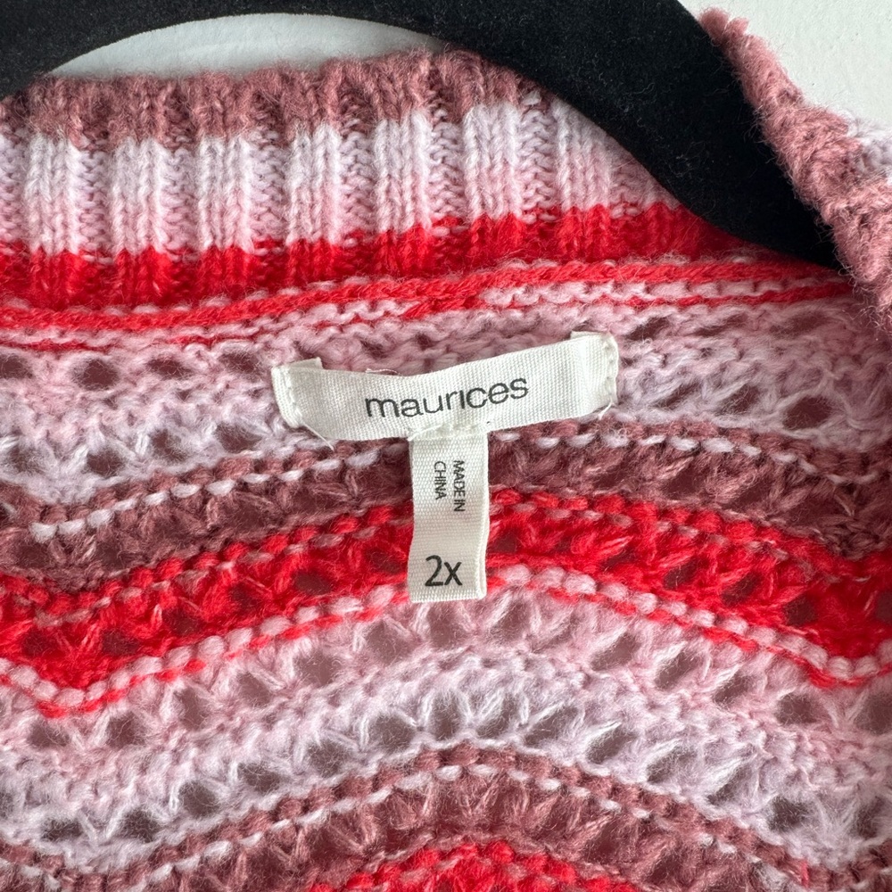 Maurices Red & Pink Chevron Knit Cardigan Sweater Size XXL - Picture 2 of 2